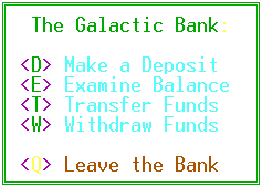 Bank Command Menu