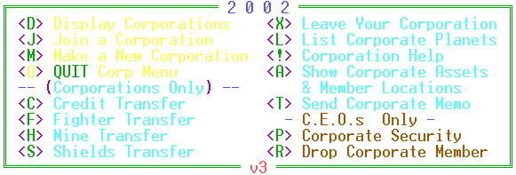 Corporation Command Menu