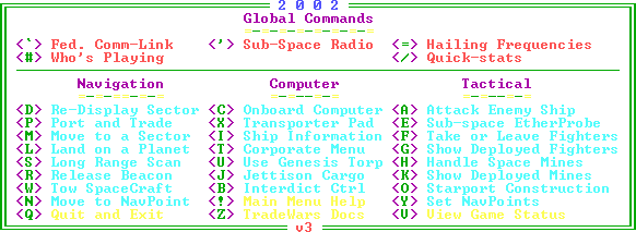 Main Command Menu