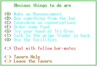 Tavern Command Menu